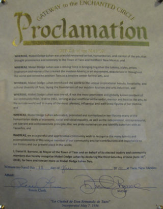 1- Mabel Dodge Luhan Day proclamation