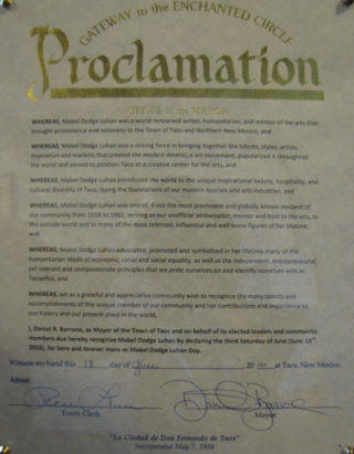 1- Mabel Dodge Luhan Day proclamation