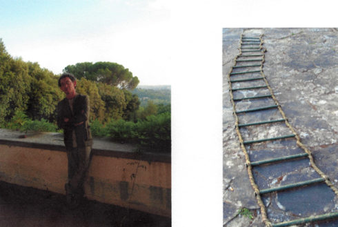 L: Marco Tornar at the Villa Curronia; R: Mabel's silken ladder. Courtesy of Elena Macellari 